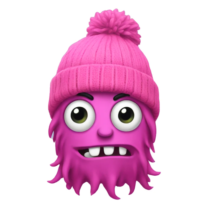 Singular monster wearing a pink beanie sticker