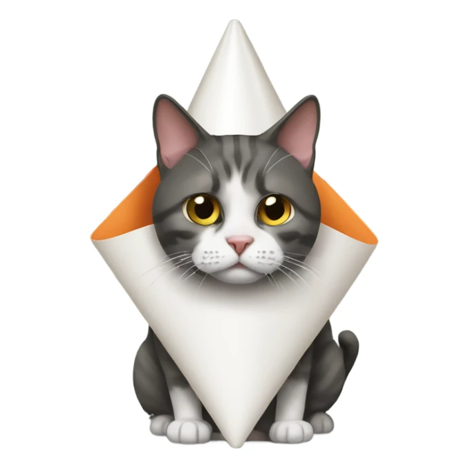 Cat wearing a cone of shame sticker