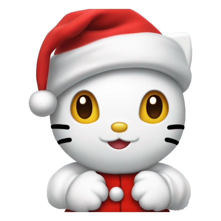 hello kitty dressed in red wearing a santa hat sticker