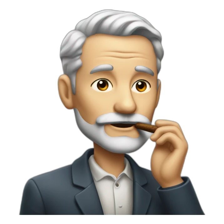 Men in the 50's no ear with a short and nice grey beard smoking a cigar sticker