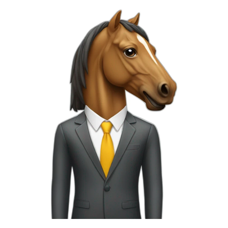 Business man with horse head ans a skateboard sticker