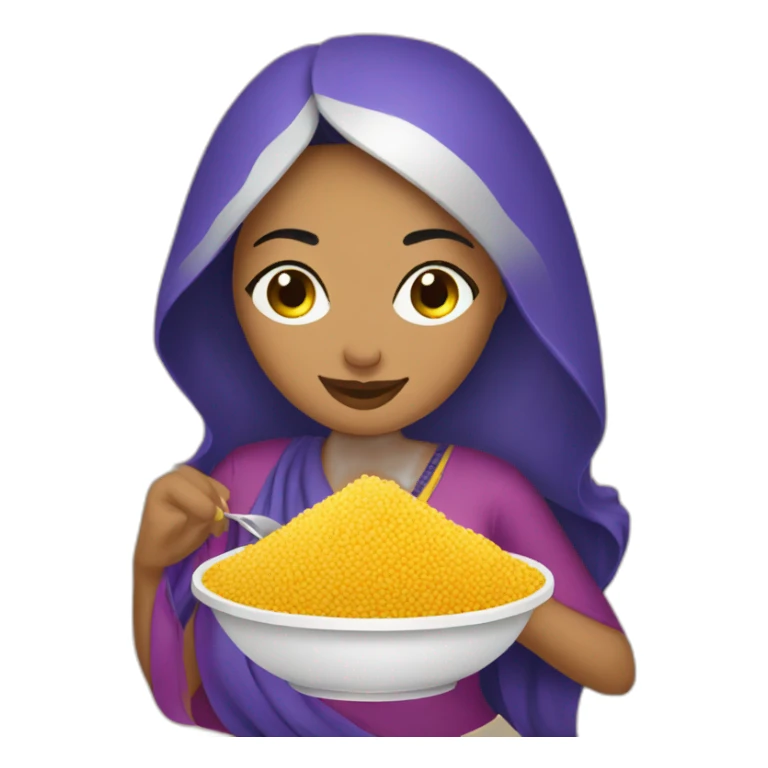 a Moroccan curvy woman eating couscous sticker