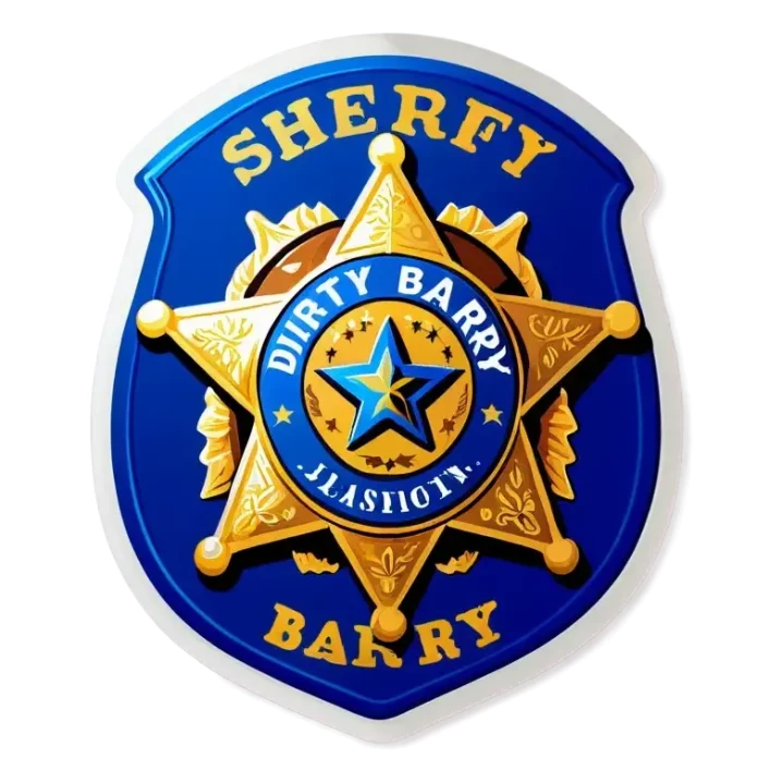 A sheriff badge that says Dirty Barry sticker