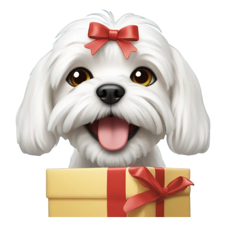 Maltese dog with a gift in its mouth sticker