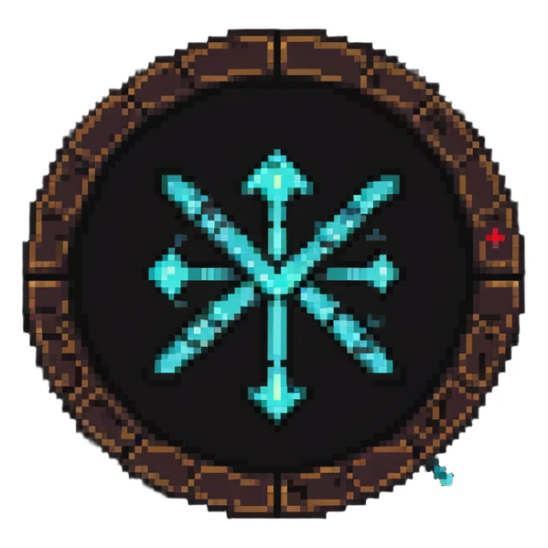 Special access token with ancient magical runes and glowing core sticker