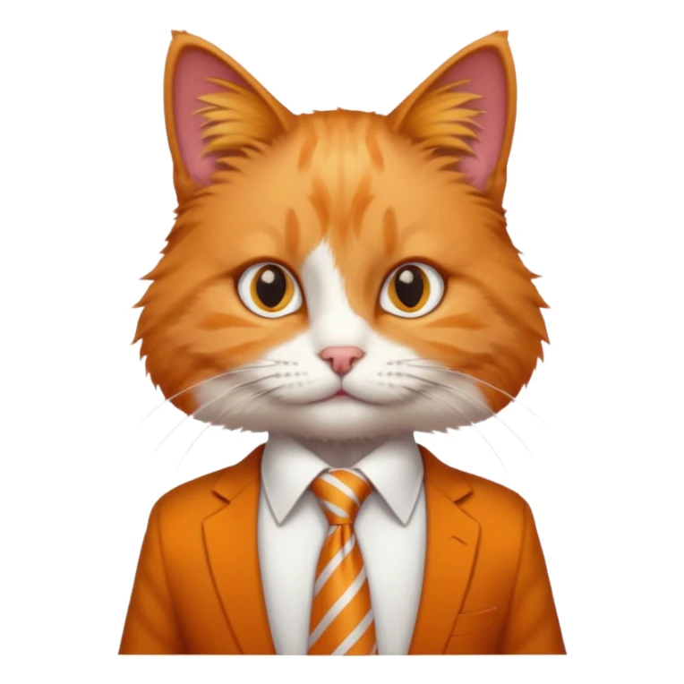 cat in white shirt, orange tie sticker