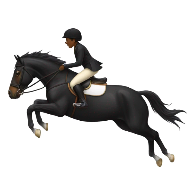 Black horse jumping with a female rider  sticker
