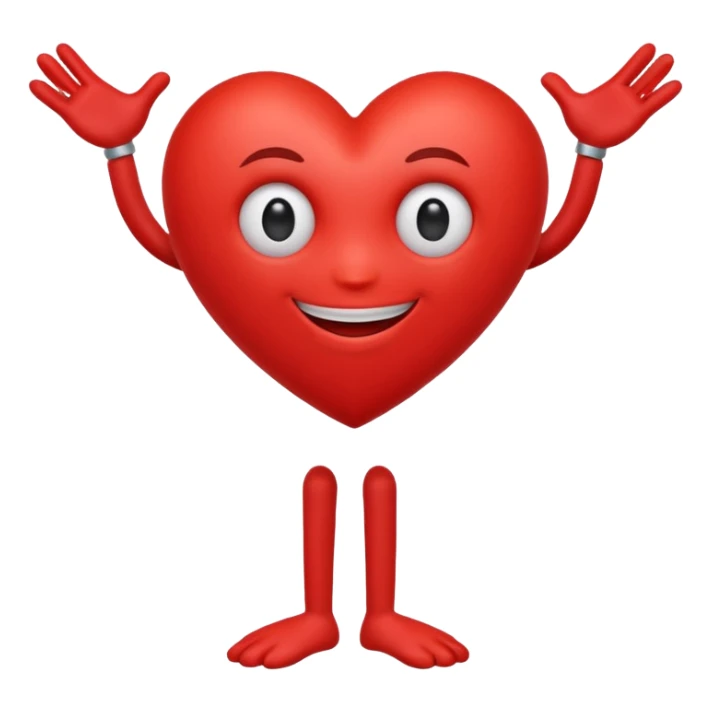 Red heart with arms and legs with one eye ball sticker