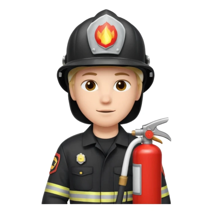 Firefighter with white color helmet with fire extinguisher sticker