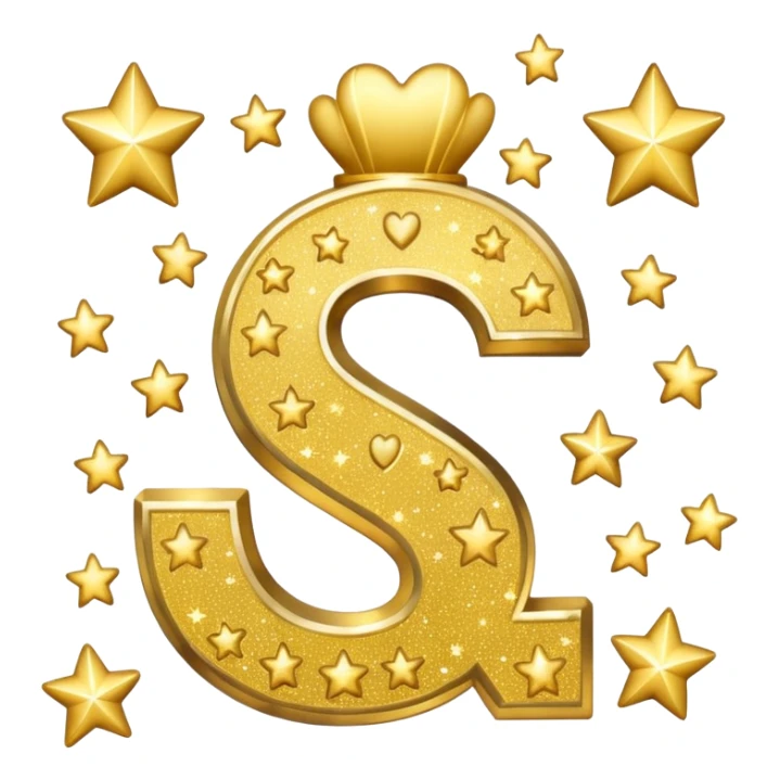 money sign with stars and hearts and sparkles sticker