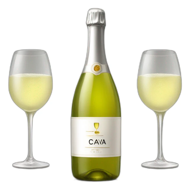 cava logo one big bottle and two same glasses of white wine sticker