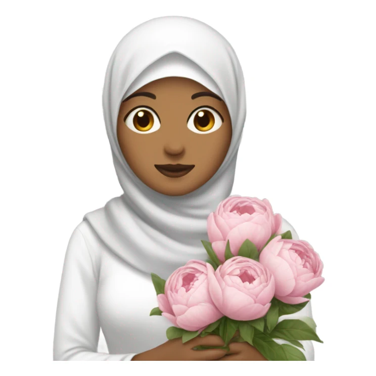 Woman white don’t face with hijab holding peonies sticker