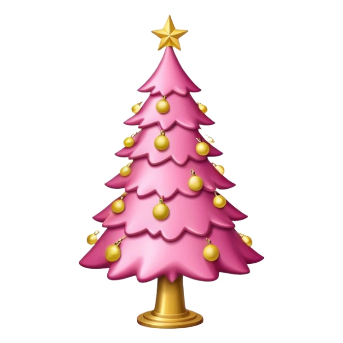 Pink christmas tree with the lights being gold sticker