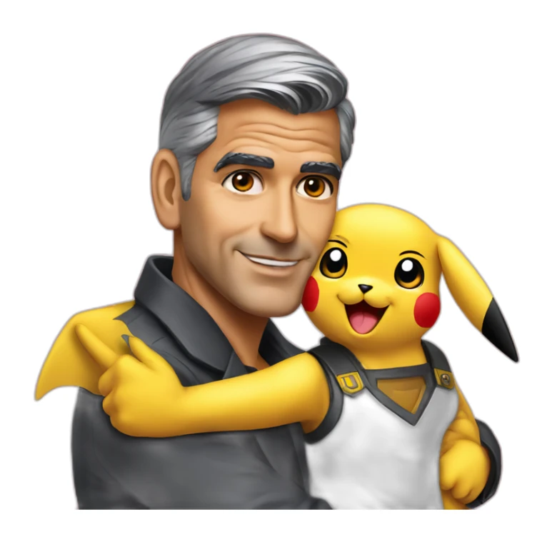 George Clooney puts pikachu on his shoulder sticker
