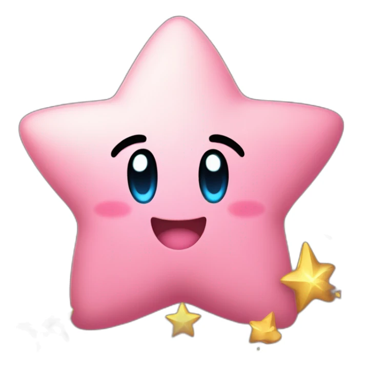 clean cute happy Kirby with a golden star emote sticker
