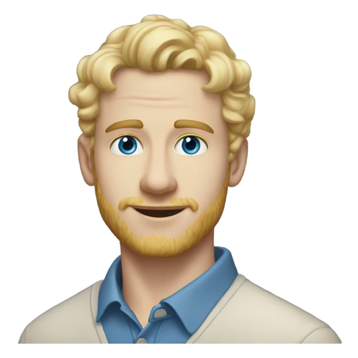 3/4 profile light curl blonde 30yo man blue eyed pale skin sticker