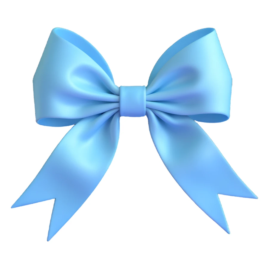 light blue coquette bow, delicate, feminine, soft ribbon, gentle curves, subtle shine sticker