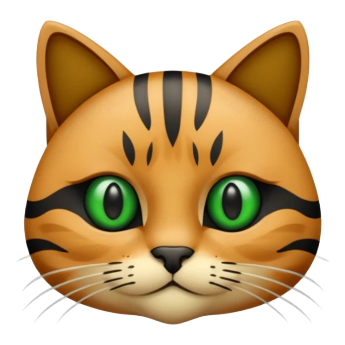 een bruine kat met zwarte strepen en groene ogen sticker