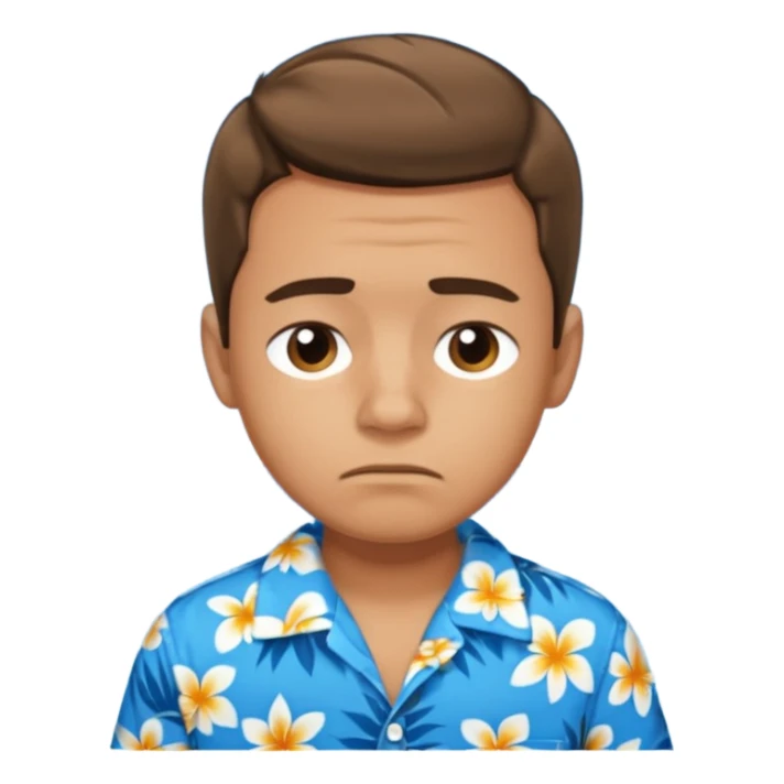 Boy with blue Hawaiian shirt is tired sticker