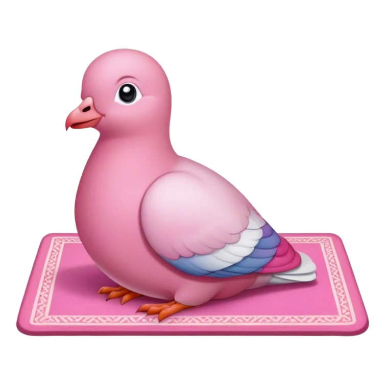Cute muslim pink pigeon praying on a mat sticker