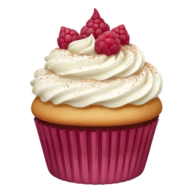Vanilla cupcake with flat white frosting and dried raspberry dust on top  sticker