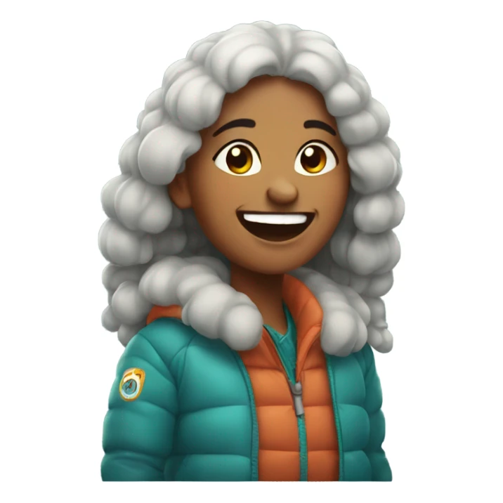 indian girl in puffer laughing sticker