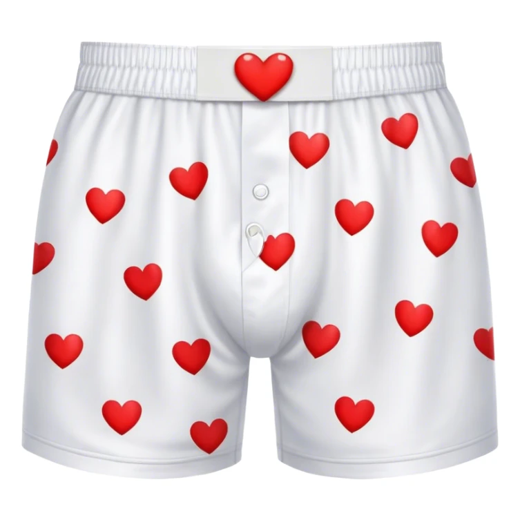 Red heart patterned white pair of boxers sticker