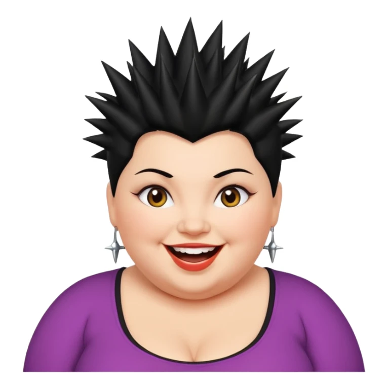 fat spiky haired happy woman sticker