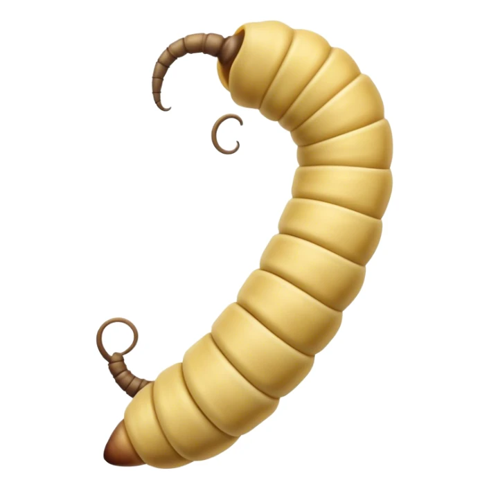 very long twisting long wriggling maggot moving towards camera first person perspective. narrowly segmented sticker