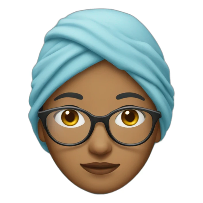 a woman caught wearing glasses and a sky-blue scarf on her head sticker