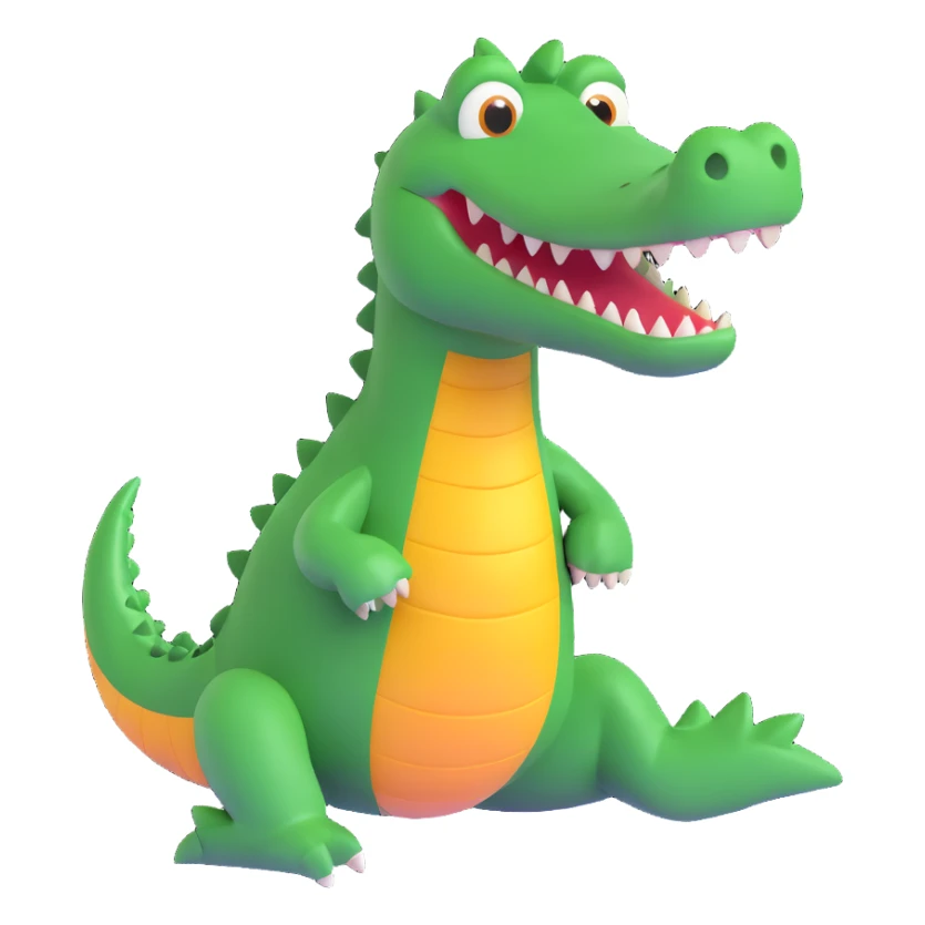 3D emoji of a crocodile in a playful pose sticker