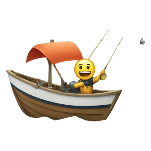Fish fishing on a boat in the ocean  sticker