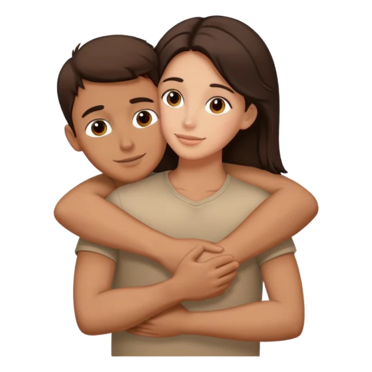 Brunette boy hugging brunette girl sticker