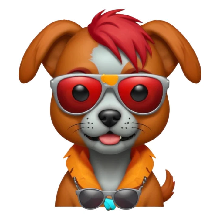 Zombie dog with red hair and sun glasses face sticker