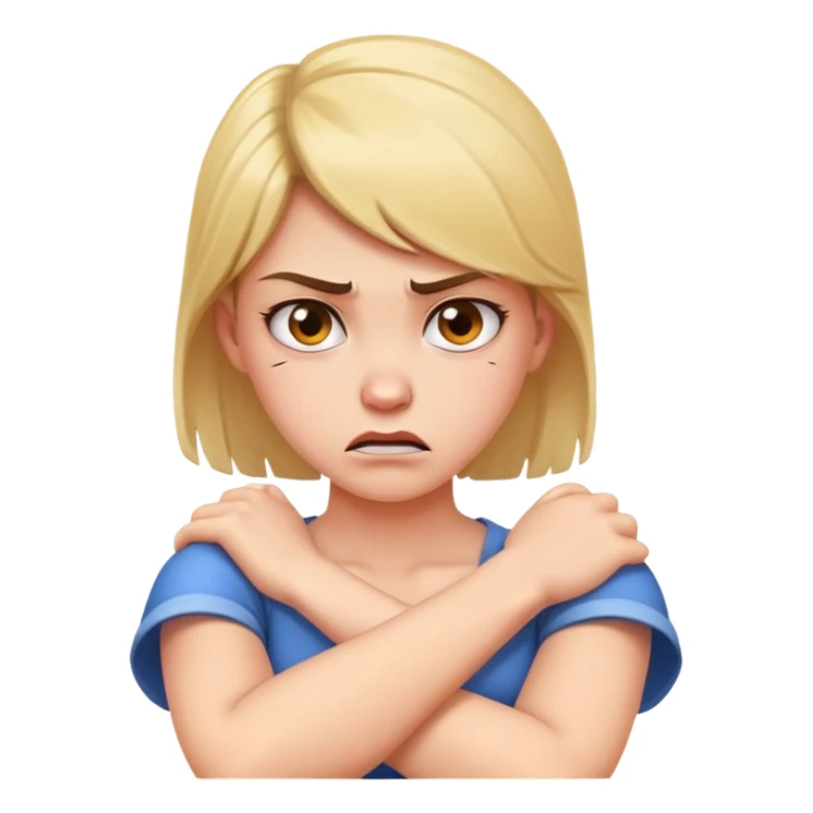  arms crossed holding neck angry girl sticker