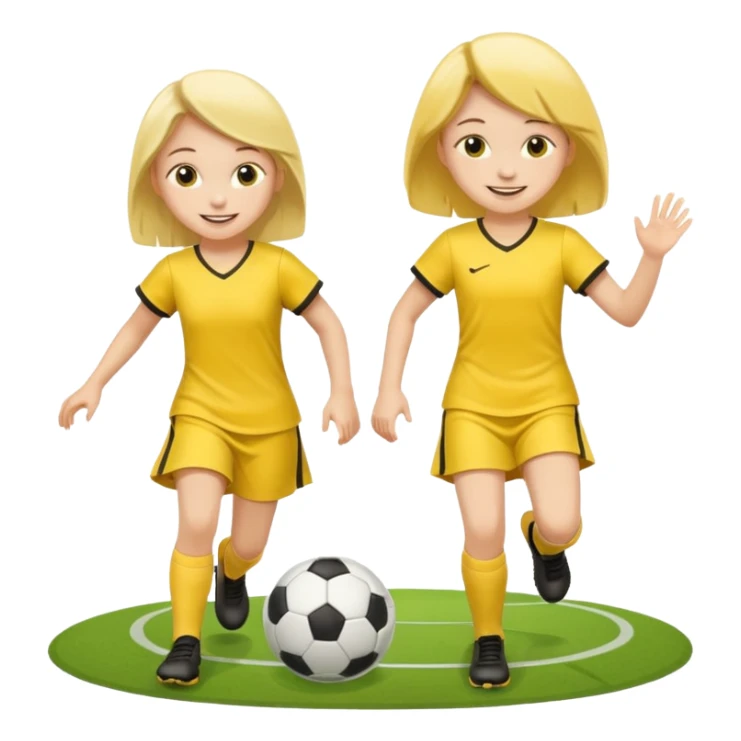kids play soccer in yellow dress sticker