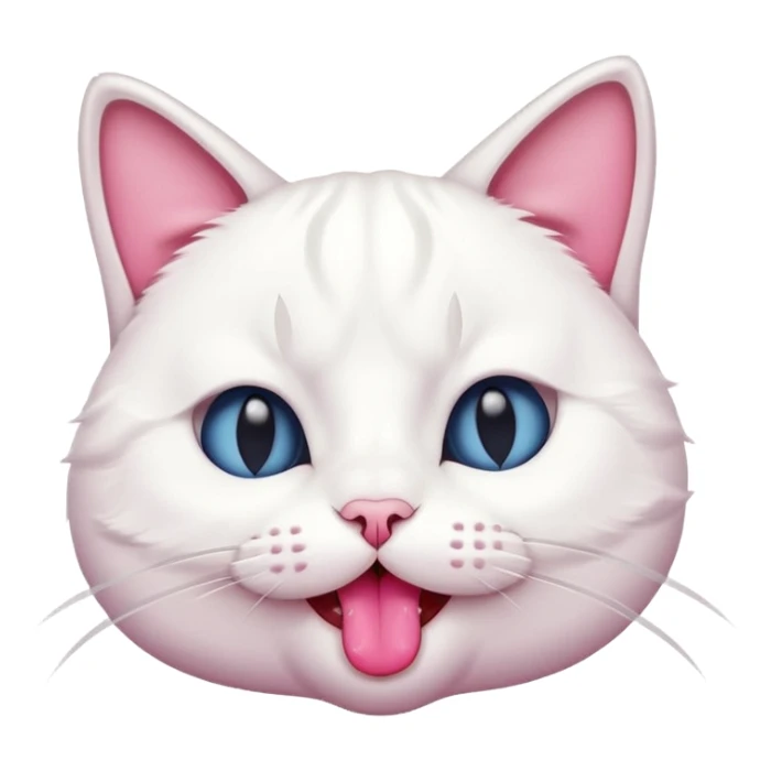 white cat with tongue out and eyes closed sticker