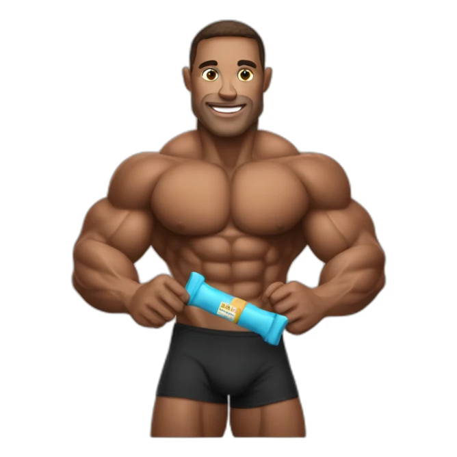 Bodybuilder with a protein bar in his hand sticker
