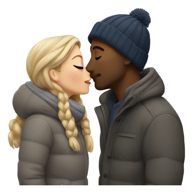 couple kissing outdoors in winter sticker
