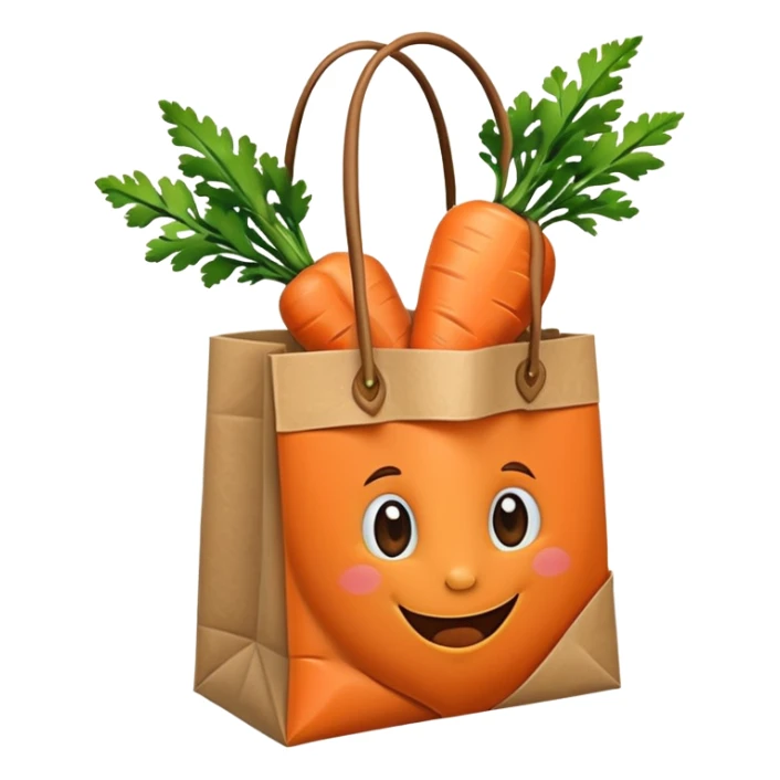 paper shopping bag with carrot. Transparent background sticker