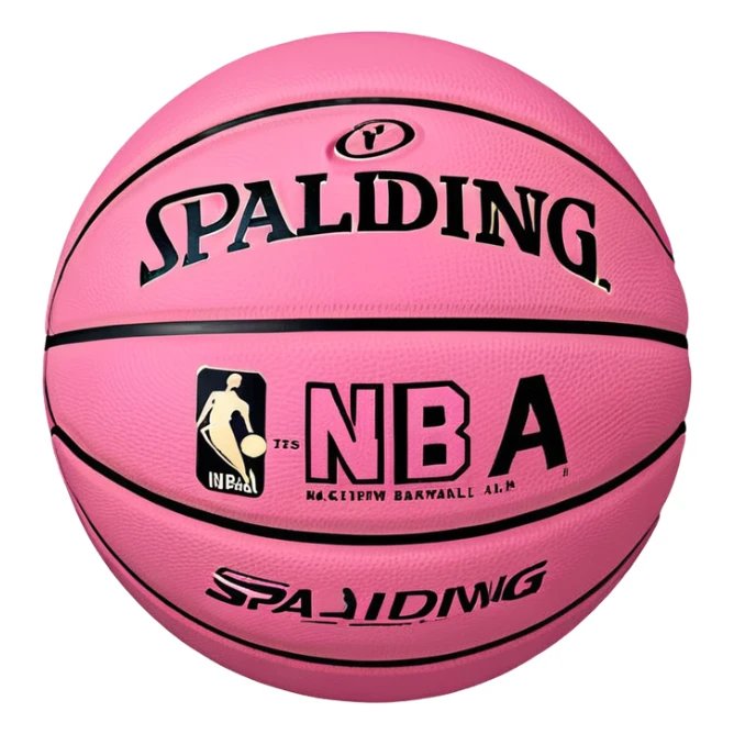 minimalist pink Spalding basketball with simple NBA logo, subtle colorful details, clean design sticker