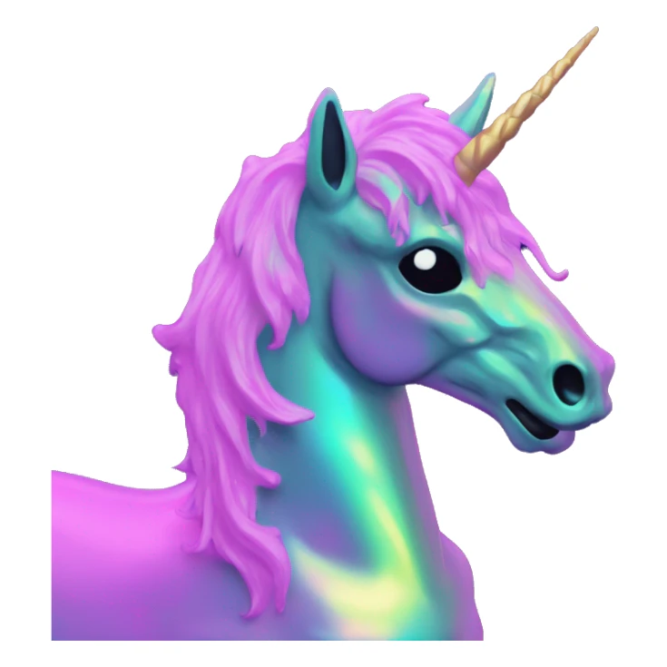 Vaporwave black holographic oilslick zombie unicorn  sticker