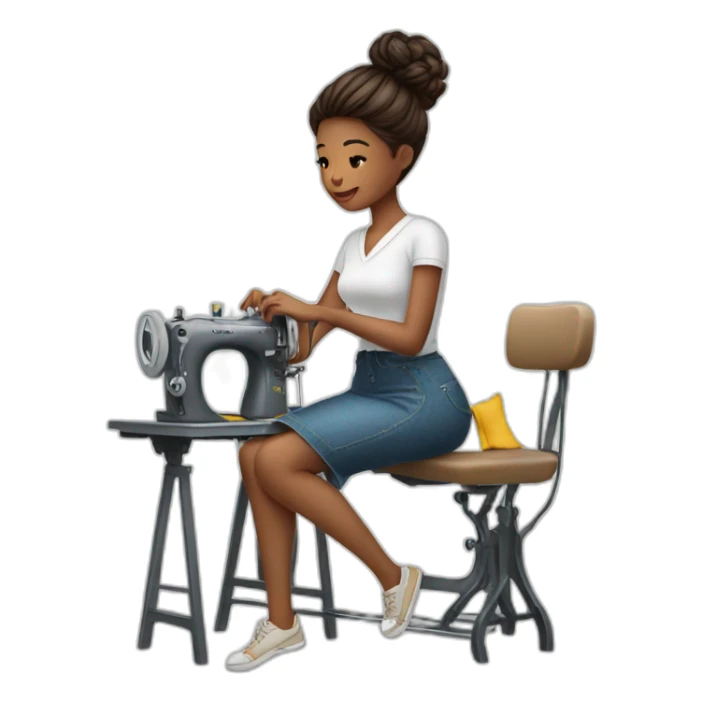 girl fashion work in sewing machine sticker