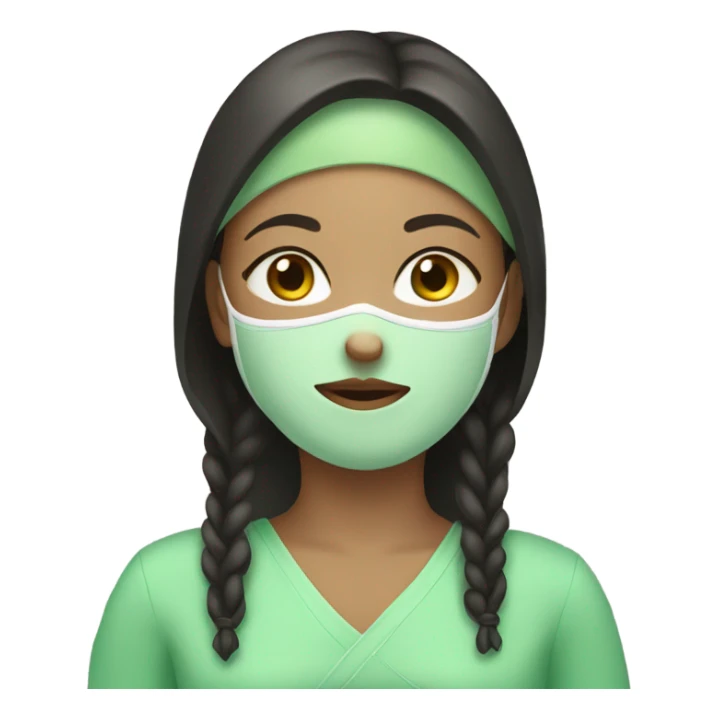 A light skin girl with a green spa mask on  sticker