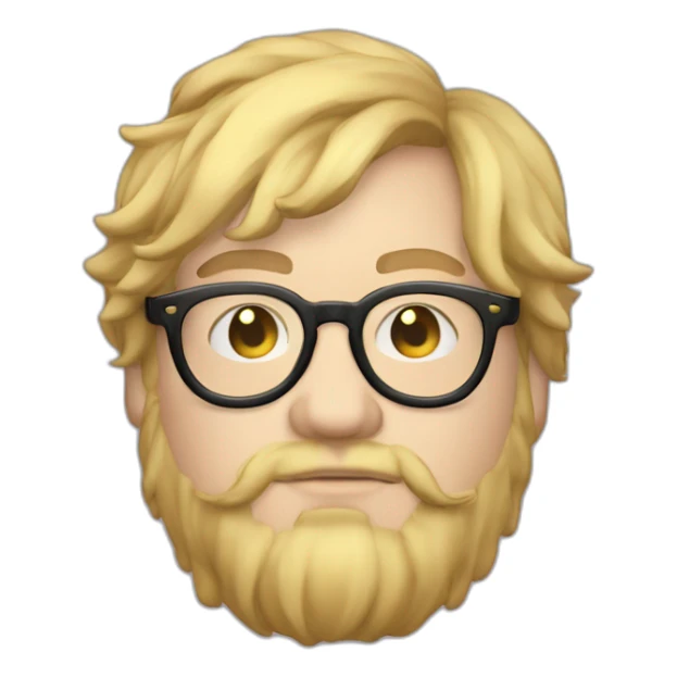 Chubby non binary Big lebowsky round glasses mid-lenght blond hair chaotic res beard vaporizer sticker