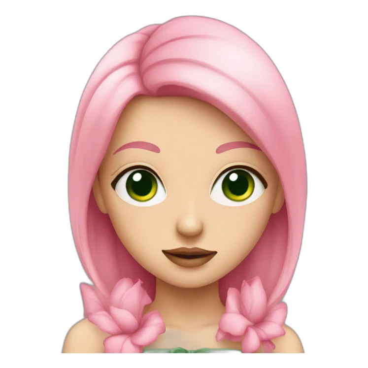 Girl with pink rose green eyes sticker