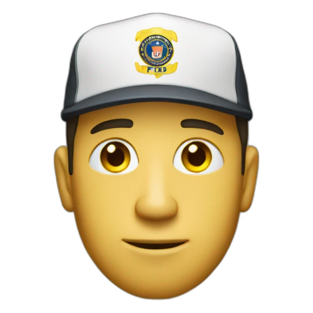 man with yellow "FBI" letters on his cap sticker