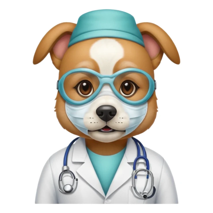 doctor dog Wearing Medical Mask sticker
