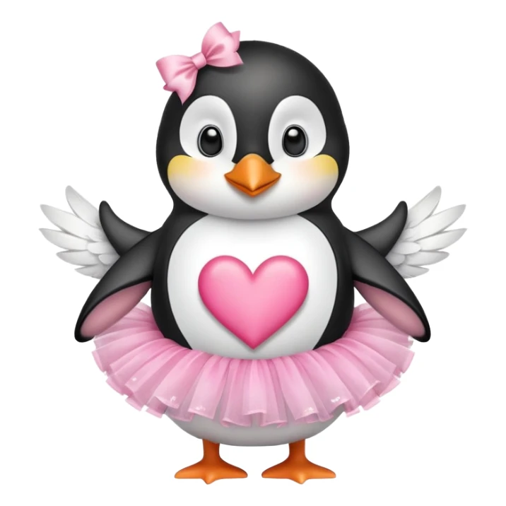 Pinguin making hearts with hands in a pink tutu sticker