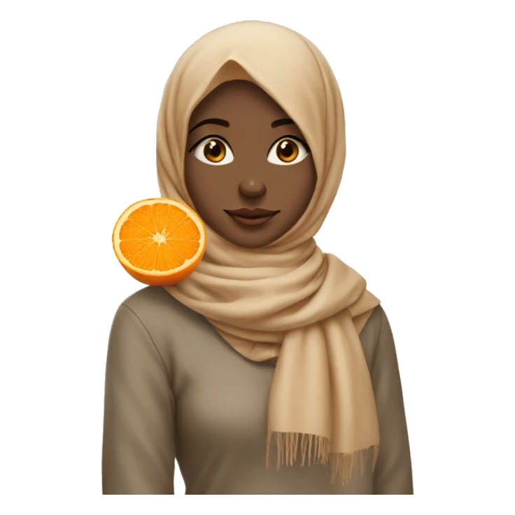 girl with beige scarf orange fruit hijab pin sticker